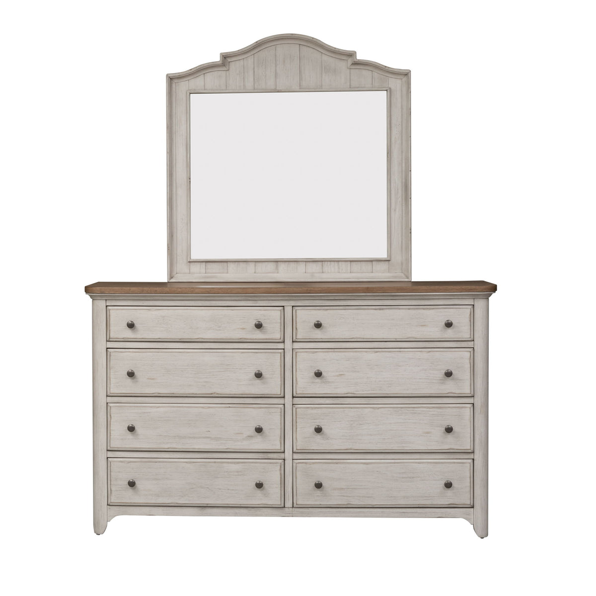 Farmhouse Reimagined - Mirror - Antique White / Chestnut Tops
