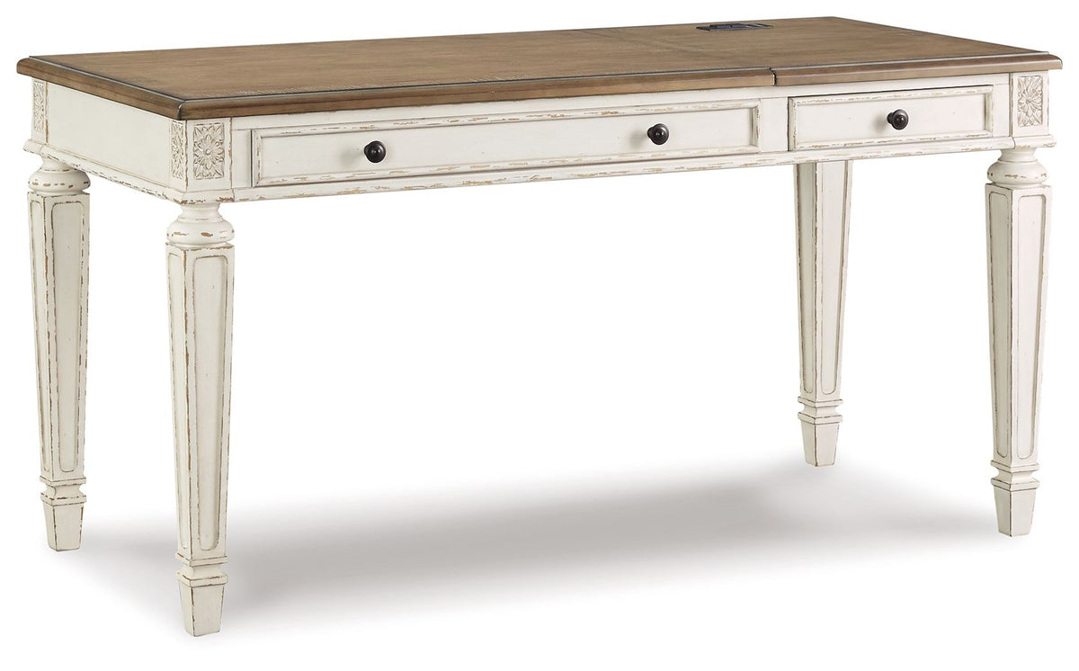 Realyn - Home Office Lift Top Desk - White / Brown