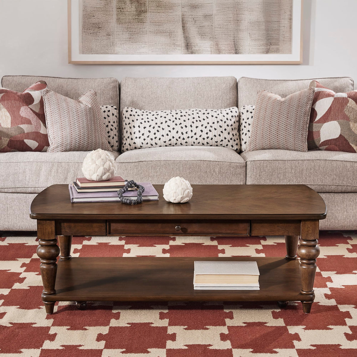 Flexsteel Bellevue Rectangular Coffee Table with Casters