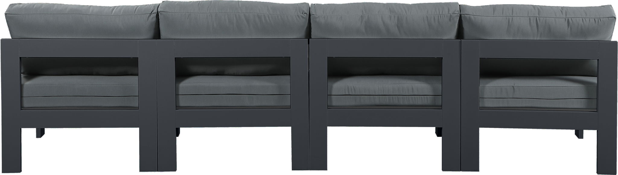 Nizuc - Outdoor Patio 4 Seat Armless Modular Sofa With Gray Frame