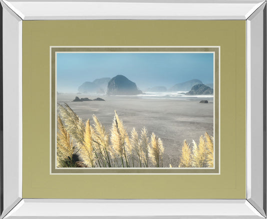 Pompas Beach By Frates - Mirror Framed Print Wall Art - Beige