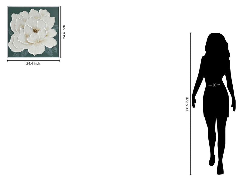 Ivory Bloom II Hand-Painted Canvas In Frame - Green / White
