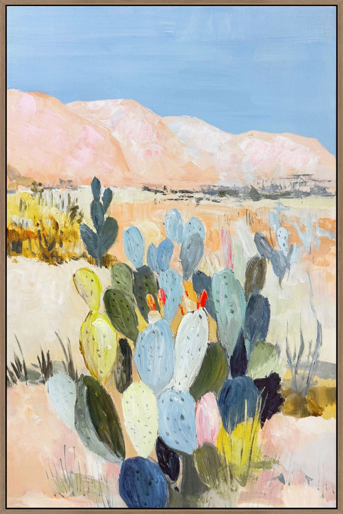 Desert Blush I Hand-Embellished Canvas In Frame - Natural / Pink