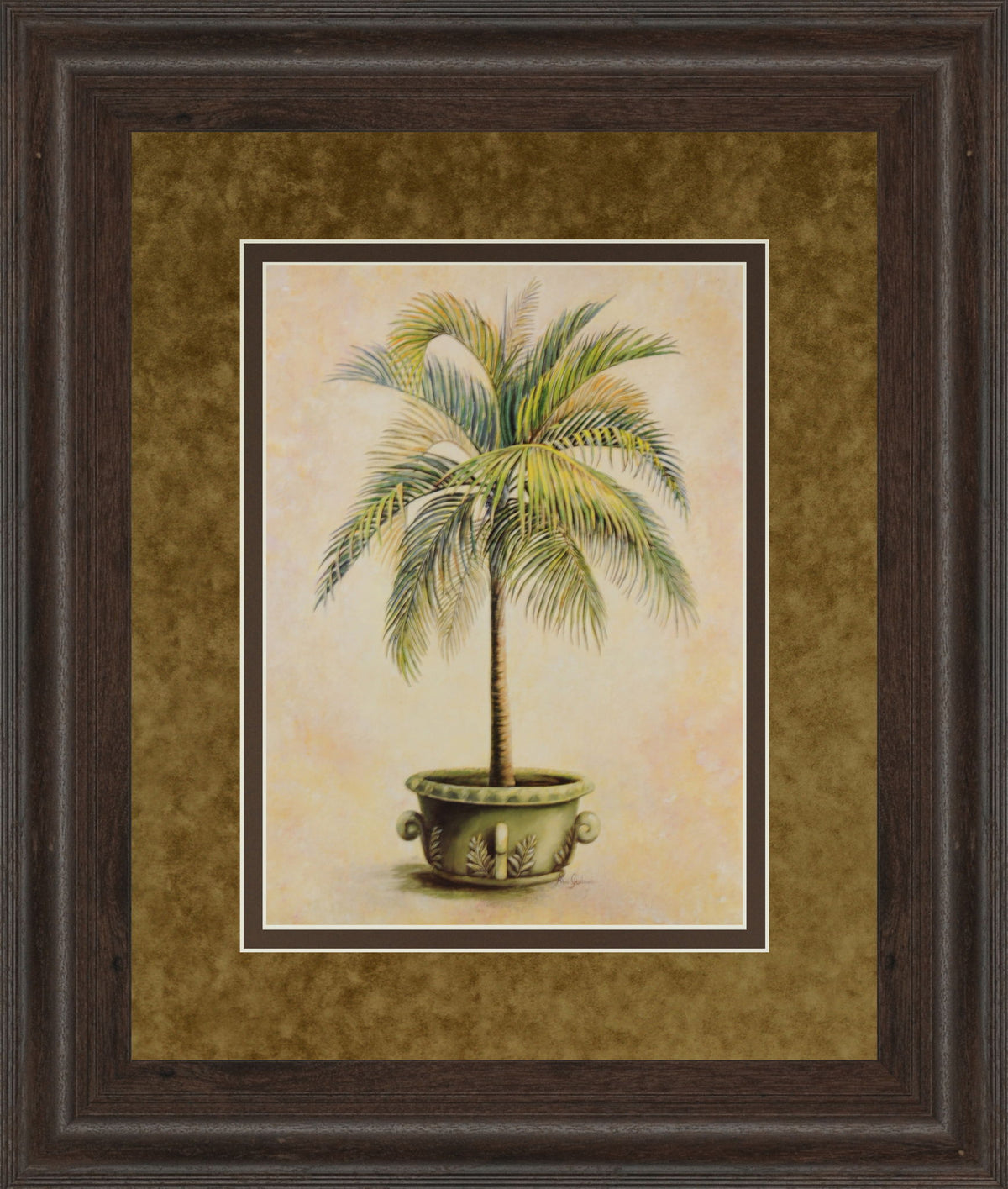Potted Palm Il - Framed Print Wall Art - Light Brown