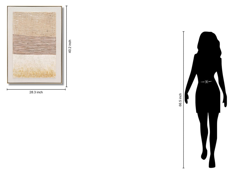 Golden Texture Harmony - 28" x 40" Framed Wall Art - Beige