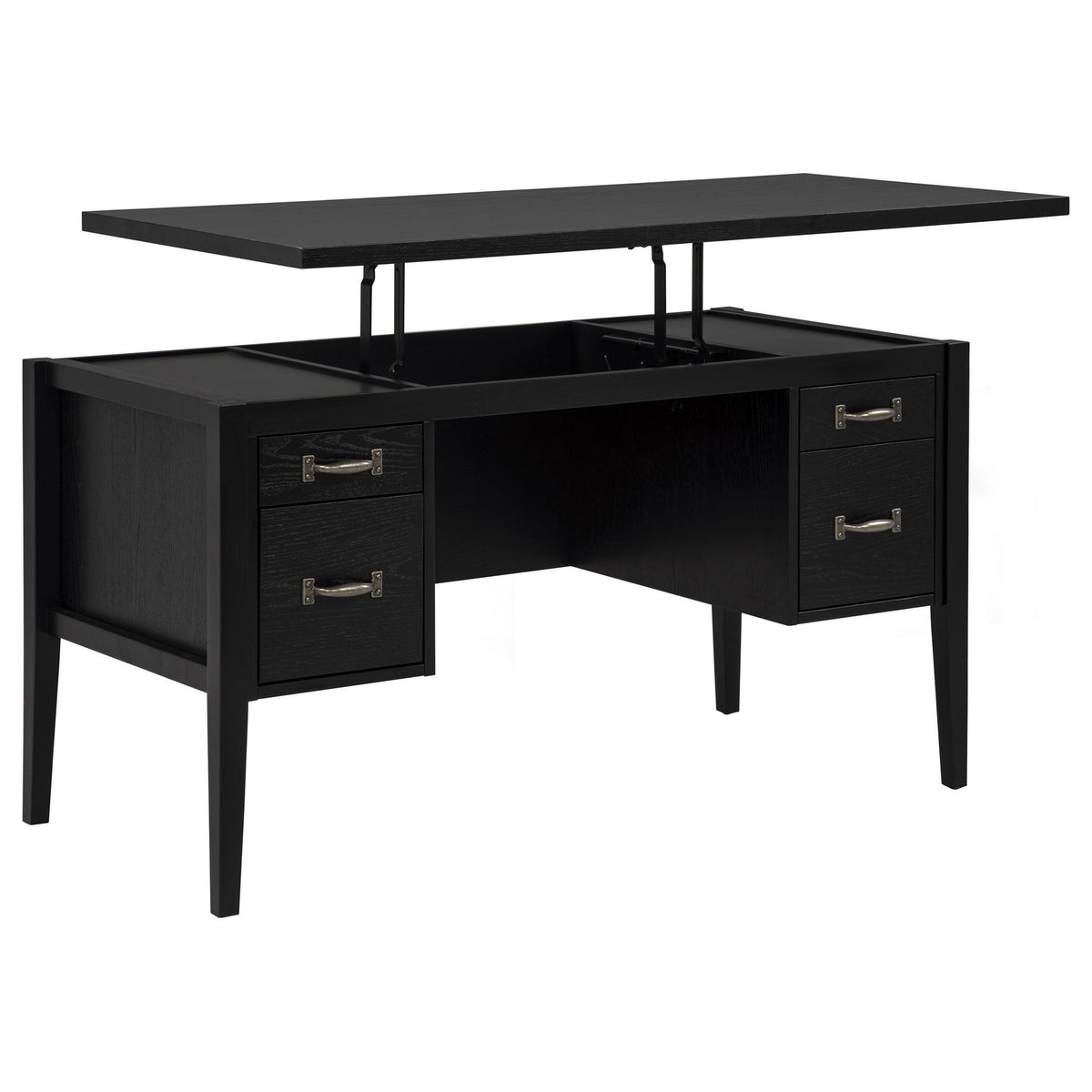 Graham 54-inch 4-drawer Double Pedestal Lift Top Computer Desk Black