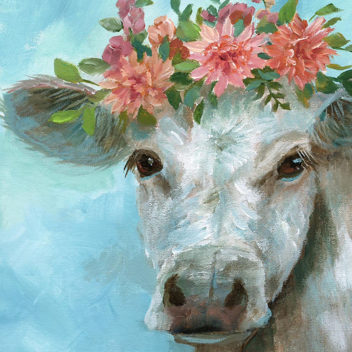 Framed Small - Happy Bessie By Nan - Light Blue