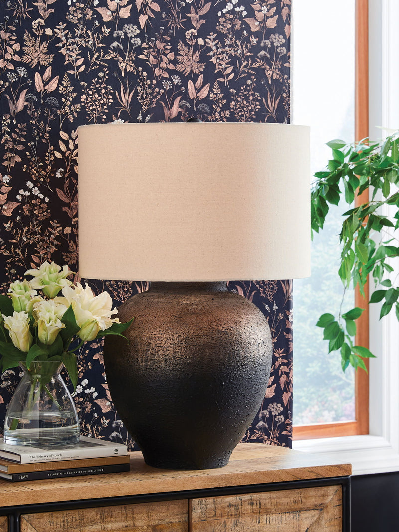Newgerhard - Metal Table Lamp - Brown / Black