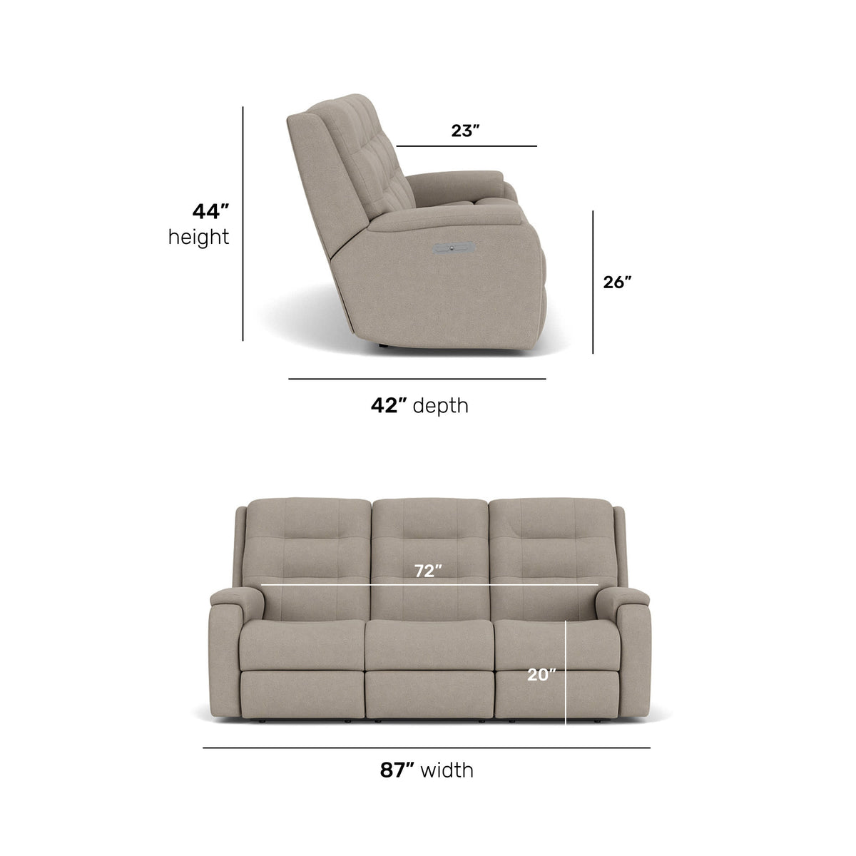 Flexsteel Arlo Power Reclining Sofa with Power Headrest & Lumbar