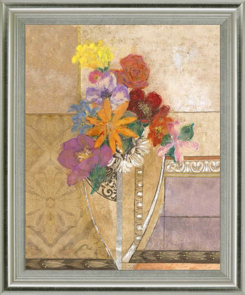 Opulent Blossom Mix - 28" x 34" Framed Wall Art - Gold