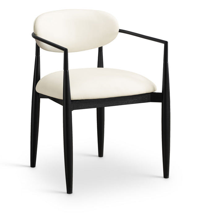 Riccio - Faux Leather Dining Arm Chair (Set of 2) - Black Frame