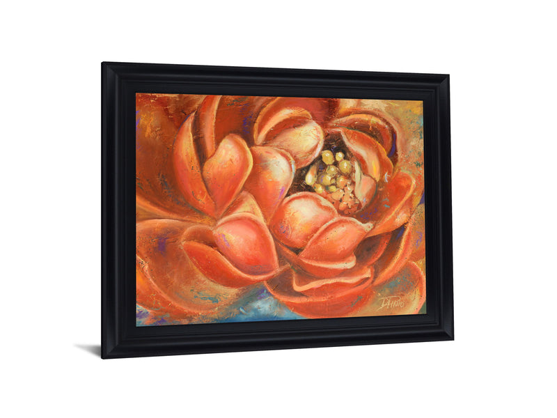Amber Petal Radiance - 28" x 34" Framed Wall Art - Orange