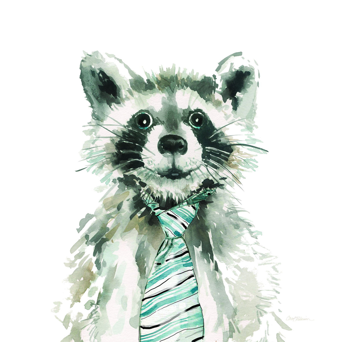 Gallery Wrapped Giclee On Canvas Funny Pet In Tie - Gray
