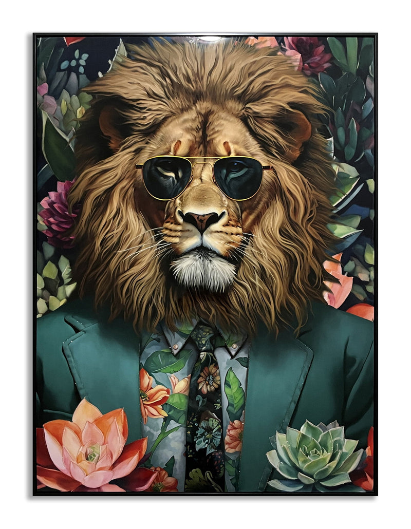 Floral King Swagger - 40" x 30" Framed Wall Art - Green