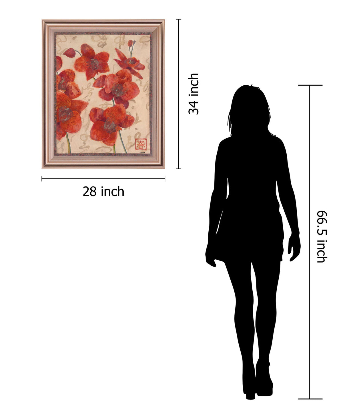 Ruby Petal Dance - 28" x 34" Framed Wall Art - Red