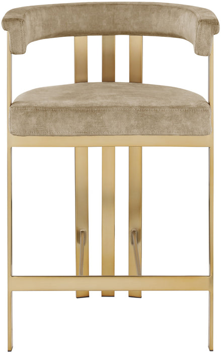 Marcello - Counter Stool With Brushed Gold Iron Frame (Set of 2) - Beige