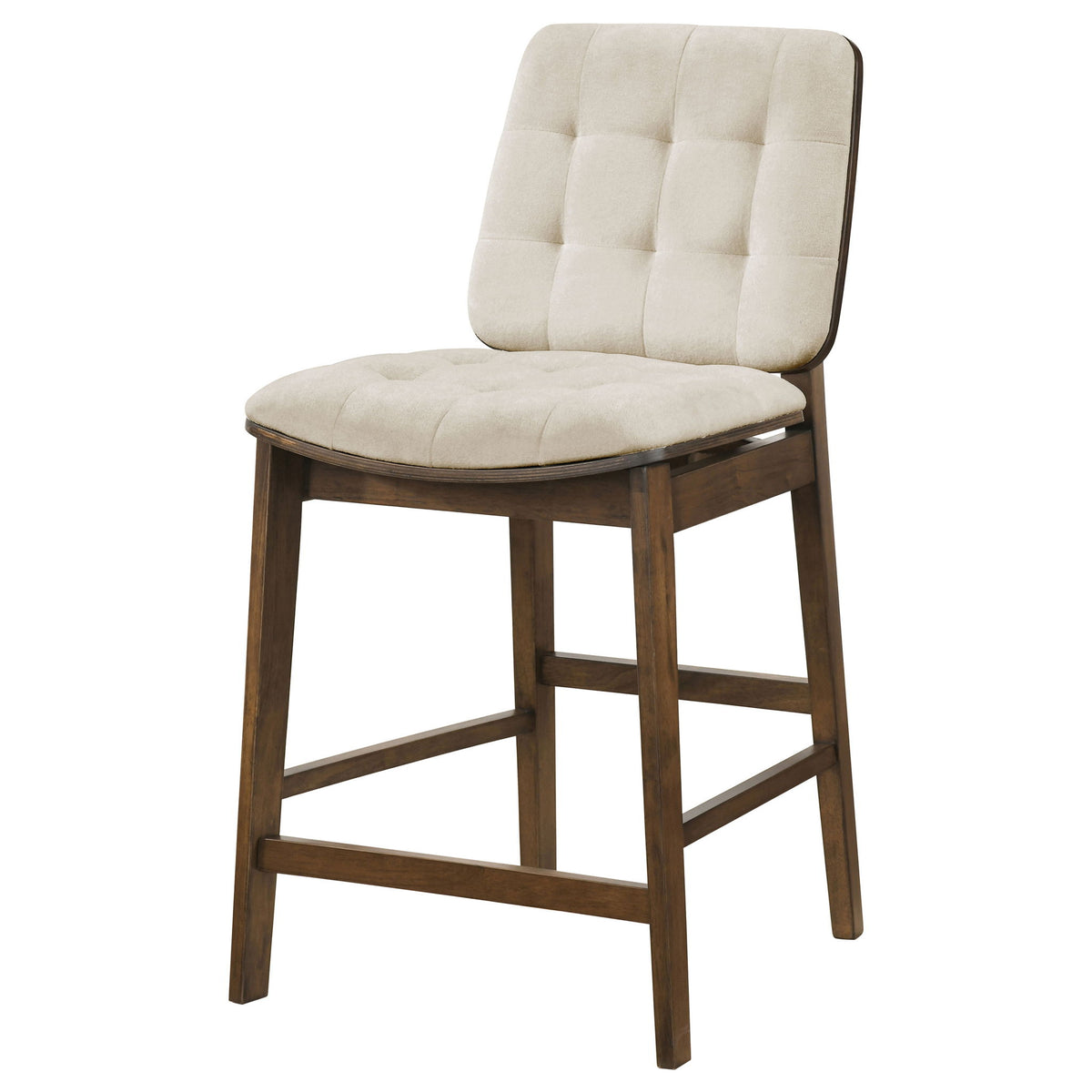 Redbridge Velvet Upholstered Counter Chair Cream and Walnut (Set of 2)