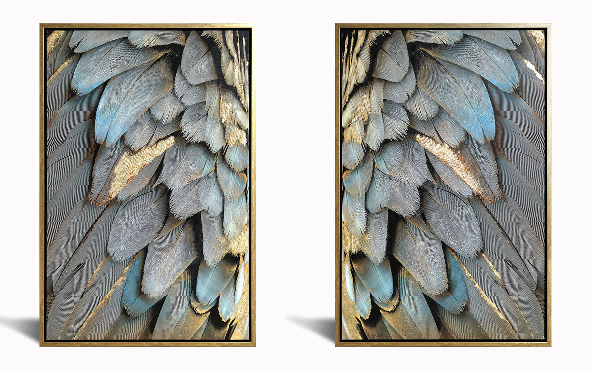 Hand Painted Textured Canvas in Frame - Silver