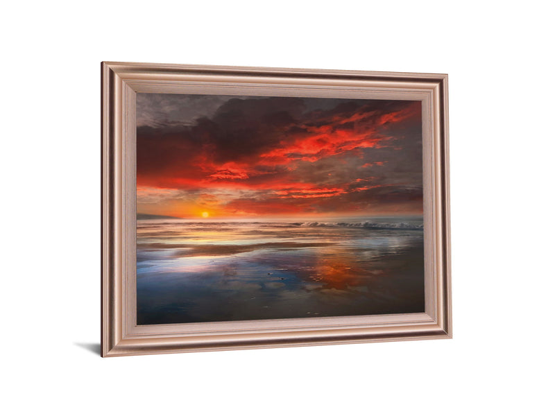 Fiery Dusk Reflection - 28" x 34" Framed Wall Art - Orange