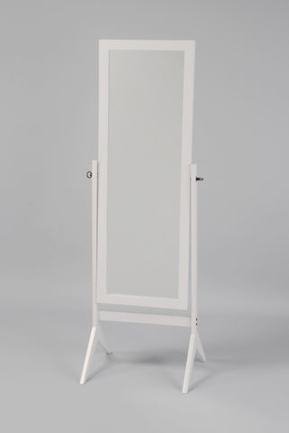 white finish rectangular cheval mirror 18.5" wide, 58.5 high