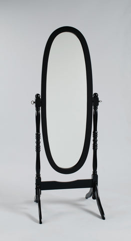 Black finish oval cheval mirror 23.25" wide x 59.5" high