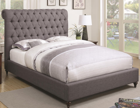 Devon Upholstered Bed - Gray