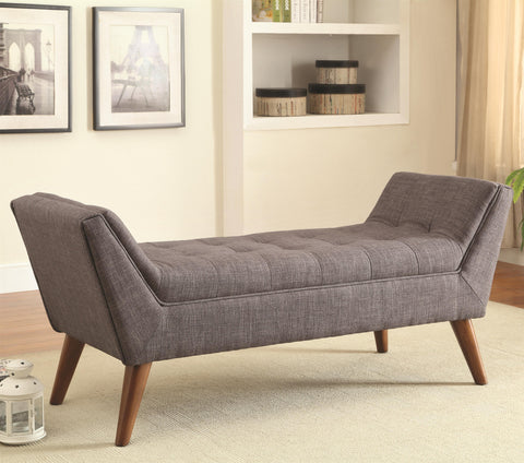 Mid-Century Modern Upholstered Accent Bench-Beige