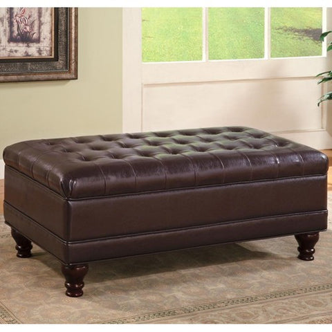 Traditional Oversized Faux Leather Storage Ottoman