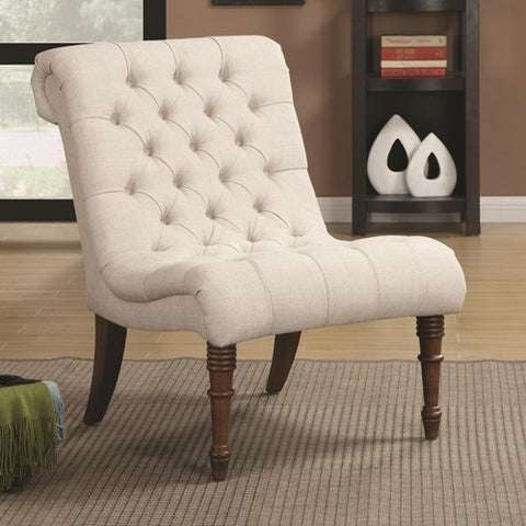 Tufted Accent Chair without Arms-White
