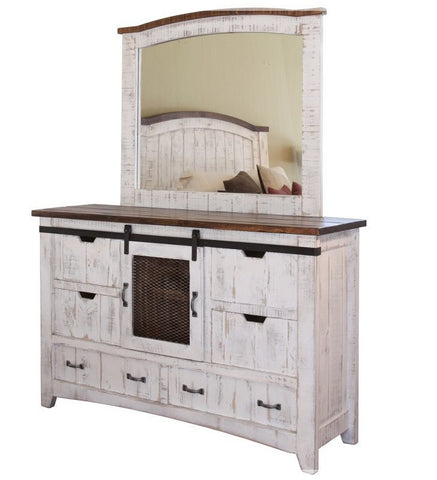 Rustic White Dresser 61 1/2"Long,18"D, 38 1/2"H, options, with or without mirror