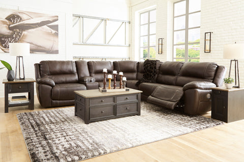 Dunleith Chocolate Leather Power Sectional